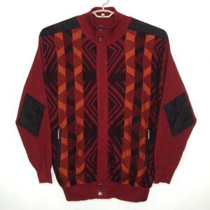 Silversilk Mens 'Coogi-Style' Suede Elbow Patches Zip Up Cardigan Sweater 3XL